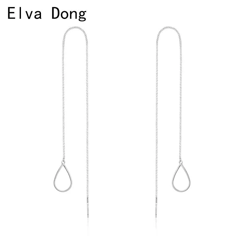 Латунные длинные серьги подвески золотистого цвета с каплевидной цепочкой для