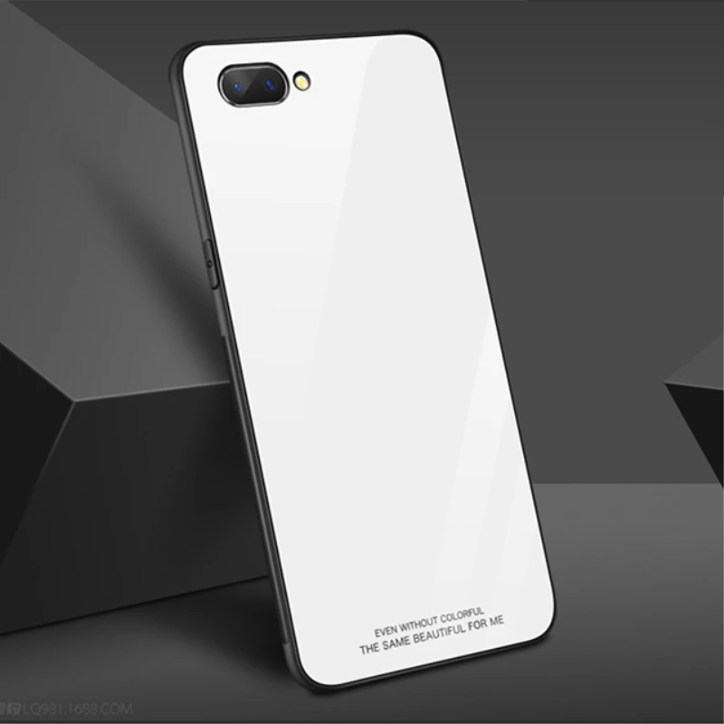 White Чехол vopton для OPPO A3s A5, тонкий глянцевый чехол из закаленного стекла, мягкая силиконовая рамка, противоударный жесткий чехол для OPPO A5S A3s capa - Цвет: White