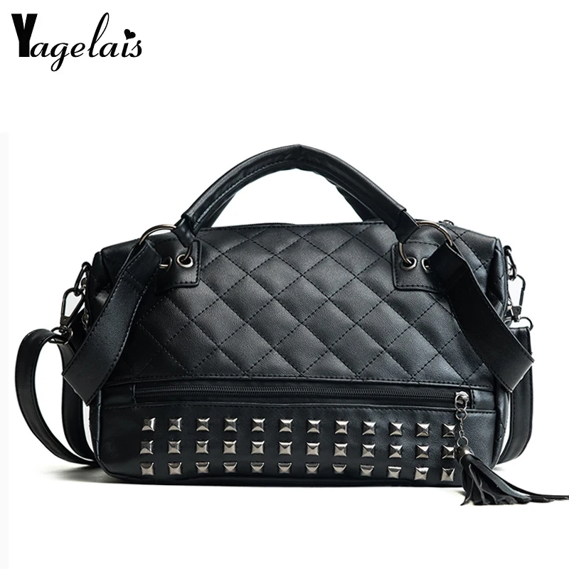 

New Fashion Rivet Design Shoulder Handbag Female Mini Travel Bag Girl/Women Messenger Bags PU Leather Vintage Women's Bag
