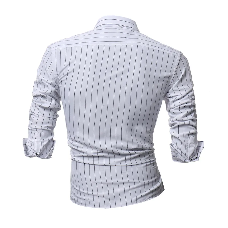 Классическая мужская рубашка в полоску, модная Повседневная рубашка с длинными рукавами, мужская повседневная рубашка, лидер продаж