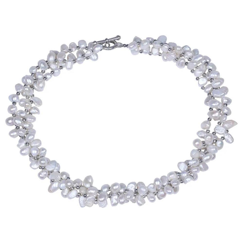 

Fashion Design 3 Rows Baroque Freshwater Pearl Necklace Women Jewelry