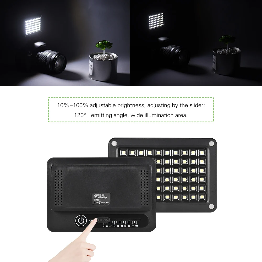Светодиодная мини лампа Andoer S9560 встроенная перезаряжаемая литиевая батарея для