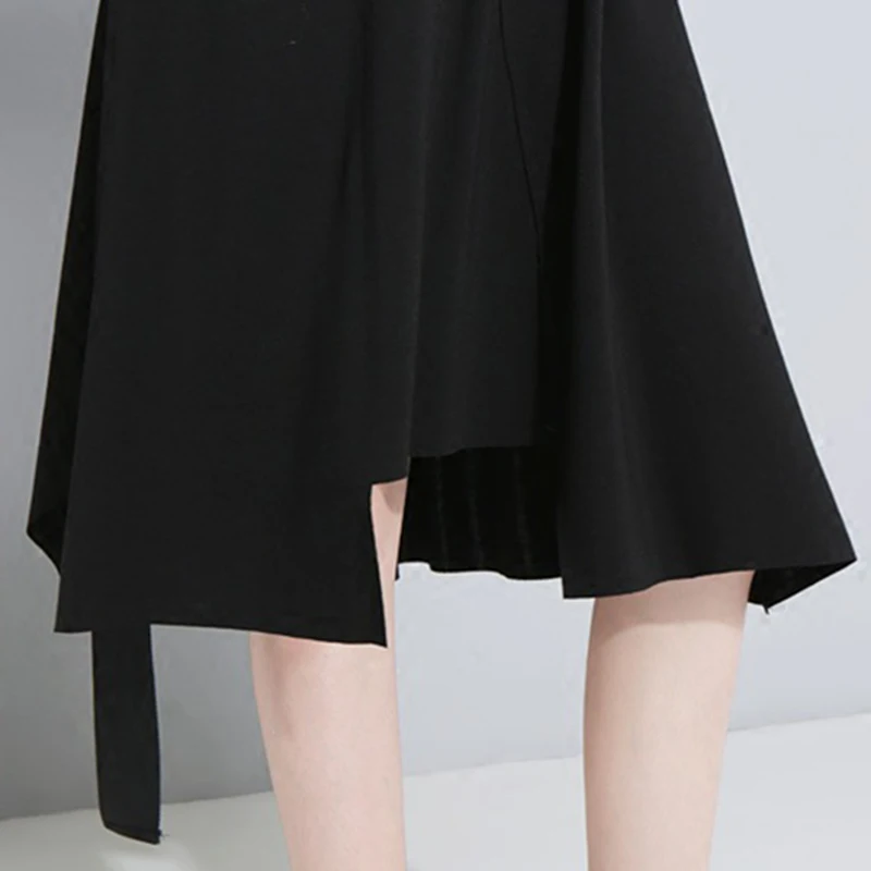

Nice Pretty Ribbons Women's Skirt Patchwork High Waist Elastic Irregular Midi Skirts Spring Plus Size Casual Clothing Lady