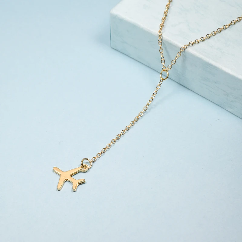 2pcs Trendy Gold Silver Plane Pendant Airplane Choker Aircraft Chain Layered Necklaces for Women Girls Fashion Charm Jewelry|Ожерелья с