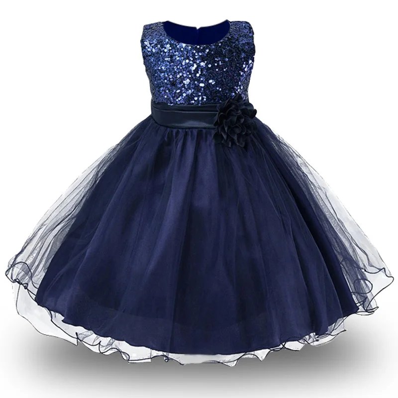 Navy blue Детские платья для девочек; элегантное платье принцессы; свадебное платье с цветочным узором для девочек; детская одежда для девочек; праздничное платье; vestido infantil - Цвет: Navy blue