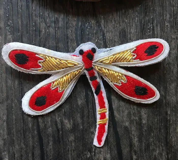 Шелковая вышитая нашивка gragagfly брошь из индийской шелковой проволоки ручной