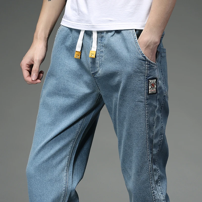 Новинка 2020 мужские джинсы шаровары деним хлопок 3 цвета потертые повседневные