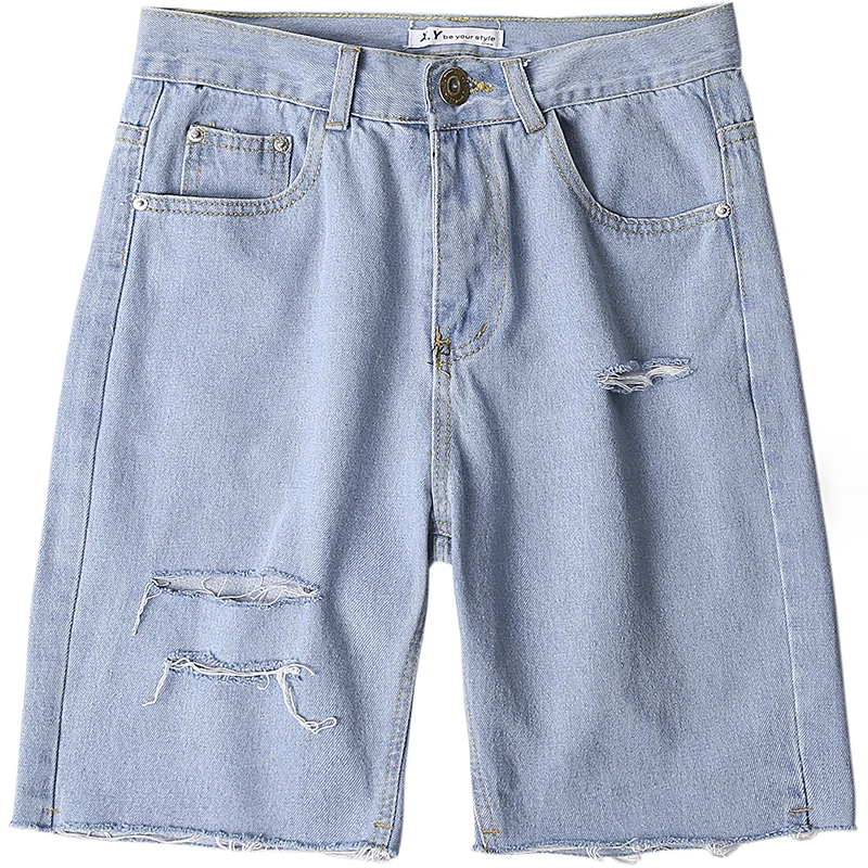 

High Quality Men's Denim Shorts Handsome Youthful Five Points Jeans Casual Wild Broken Hole Shorts Large Size 4XL 5XL