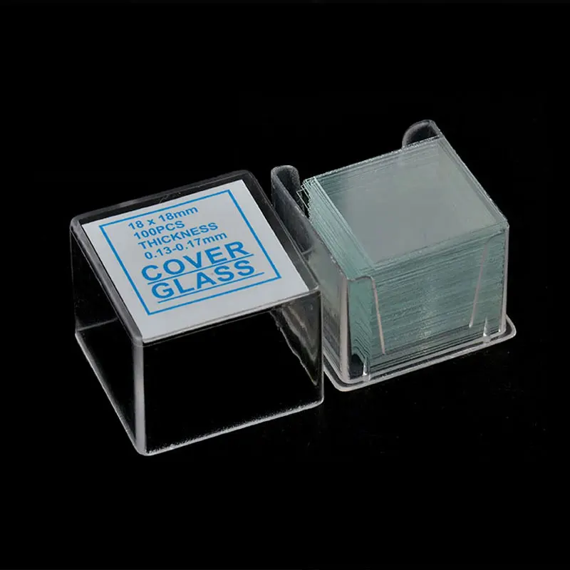 Accessori per microscopio 100 pz/scatola coperchio per microscopio quadrato da 18mm vetrini in vetro materiale di consumo da laboratorio