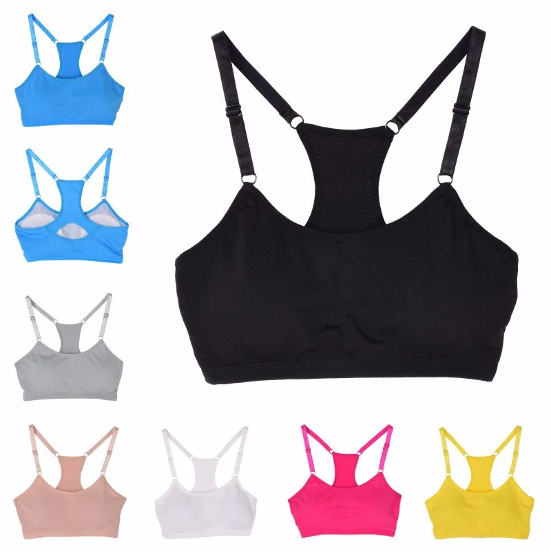 New Women Seamless Racerback Bra Padded Stretch Workout Top Tank Solid Color