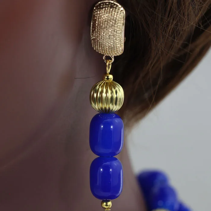 Набор ювелирных изделий из искусственных коралловых бусин королевский синий