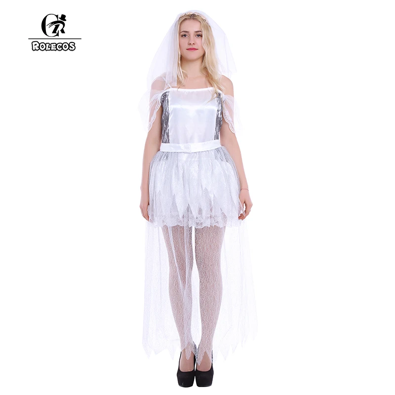 ROLECOS призрак невесты Косплей Костюм Хэллоуин вечерние платья для взрослых женщин