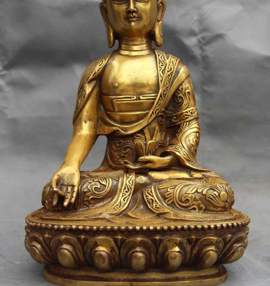 Будда Шакьямуни Статуя медная бронзовая позолота Amitabha Rulai Sakyamuni статуя бога Будды