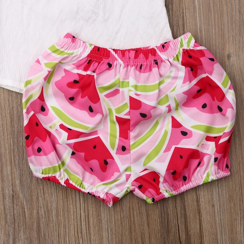 Детская одежда комплект летней одежды для маленьких девочек блуза на плечо шорты