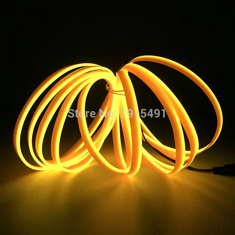 Yellow Стандартная упаковка 2,3 мм юбка EL Neon Thread 6 мм прошитая бирка Светодиодная лента 5 метров синий светодиодный ночник для автомобиля - Испускаемый цвет: Yellow