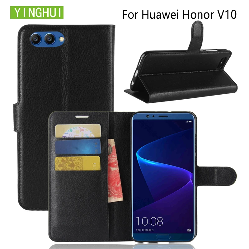 YINGHUI чехол Роскошный из искусственной кожи для huawei Honor V10 флип защитный телефона