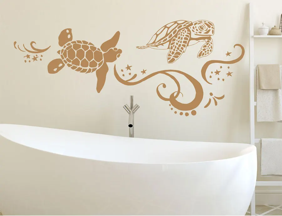 Turtle Wall Decal Marine Tortoise Tortoiseshell Ocean Sea Decals Wall Vinyl Sticker Interior Home Decor Bathroom Mural Art Y16