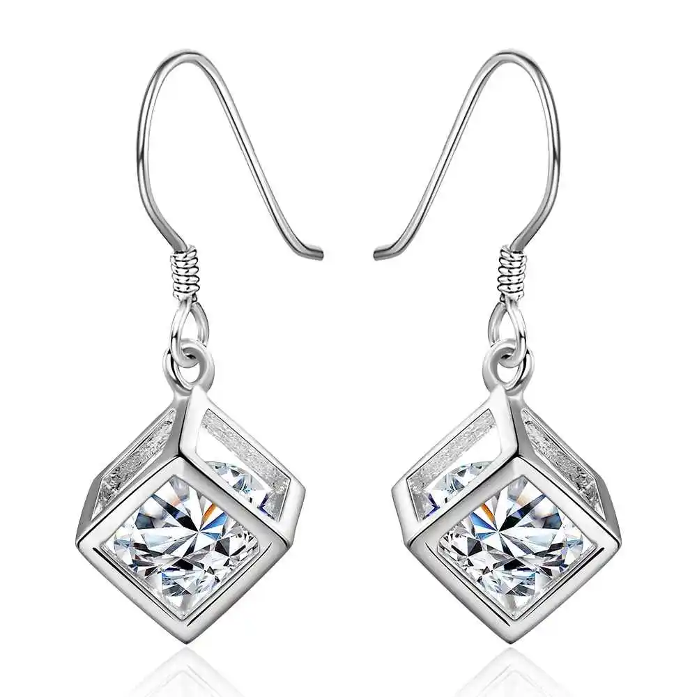 Серьги с серебряным покрытием модные женские серьги квадратной коробкой