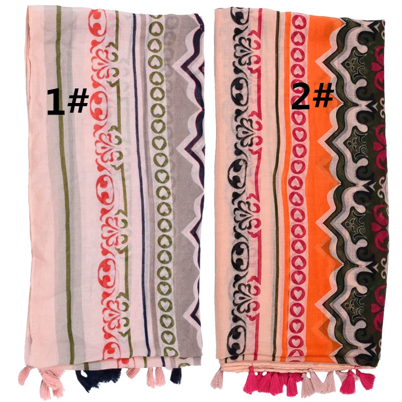 Модные шали с кисточками цветочным и алмазным принтом вискозный хлопковый