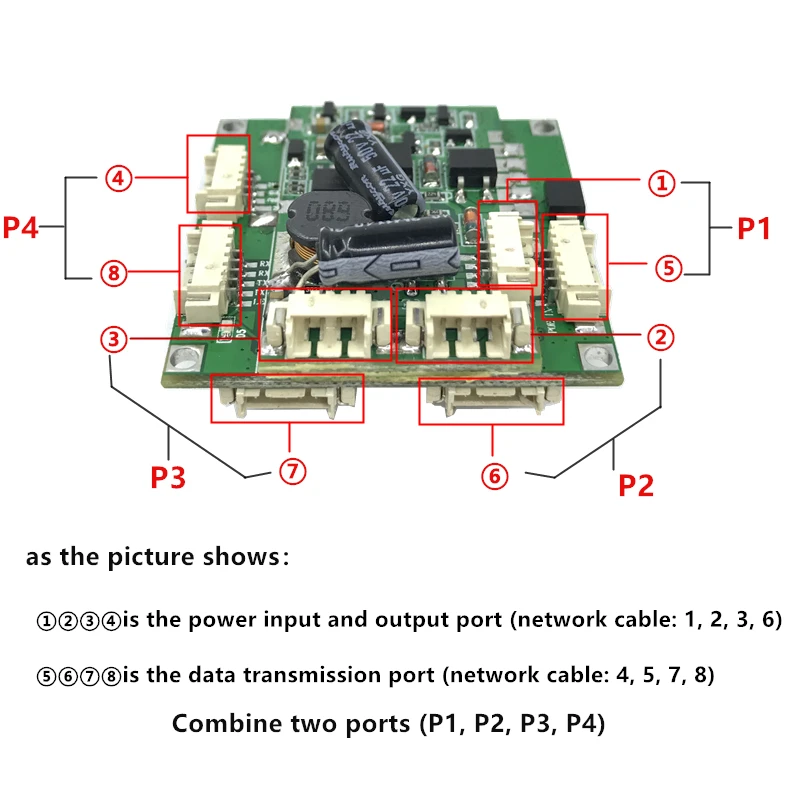 

Buck POE module Switch board 802.3af/AT port power supply 30w for ip cameras nvr ip phone 4 poe switch PD separation buck 12v