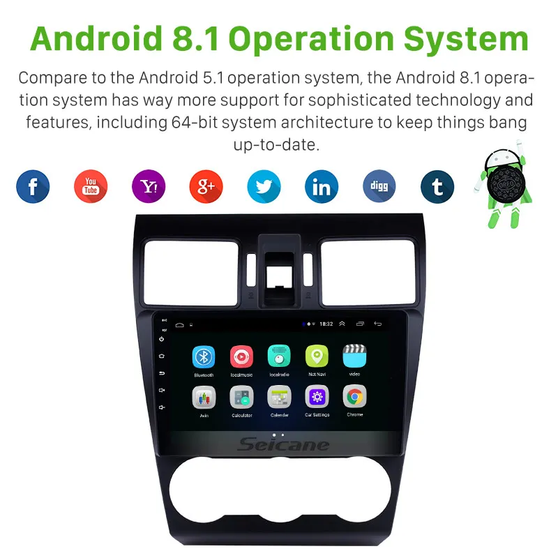Автомобильный мультимедийный плеер Seicane Android 8 1 9 дюймов 2DIN HD сенсорный экран GPS