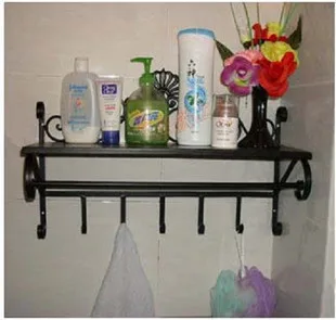 wrought iron wall hanging shelf Bathroom cleaning towel rack