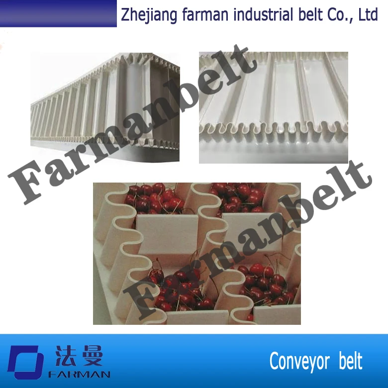 ПУ белая юбка пояс гофрированная боковая промышленная конвейерная лента и