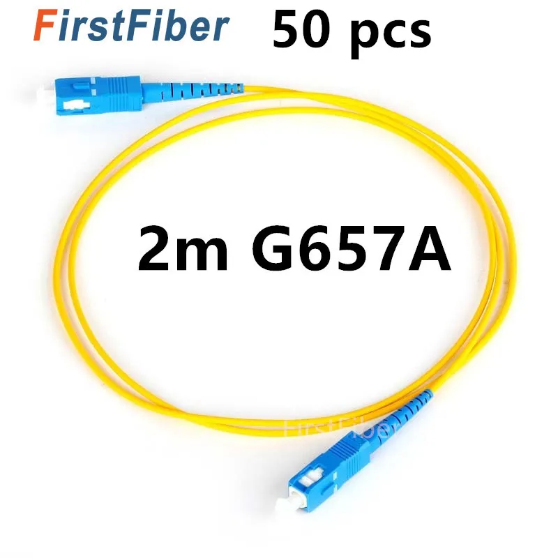 

50 pcs 2m SC UPC SC PC Fiber Patch Cable G657A, Jumper, Patch Cord Simplex 2.0mm SC PC PVC SM
