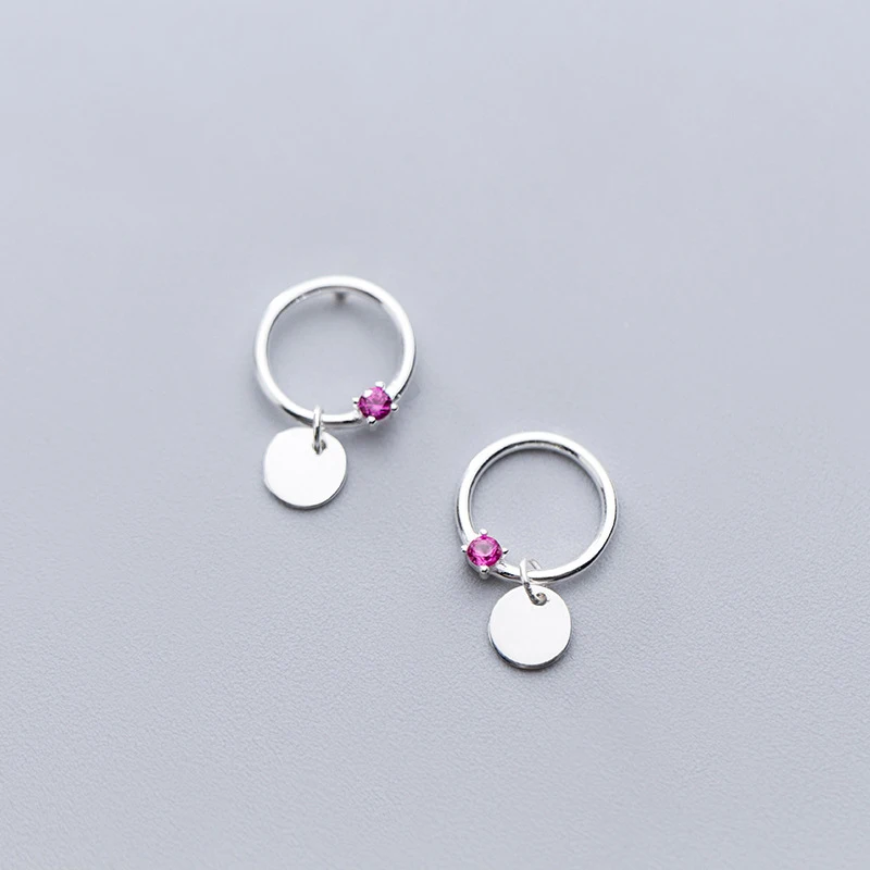 

MloveAcc Top Sale 925 Sterling Silver Round Circle and Coin Stud Earrings for Women Fashion Girl Jewelry Gift
