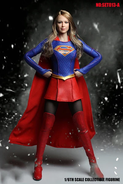 Full Set DIY COSPLAY 1/6 SET013B Female Clothes Set Supergirl Hero Suit Superwoman Series Accessories for 1:6 Suntan Action Figure Body - Color: Full Set