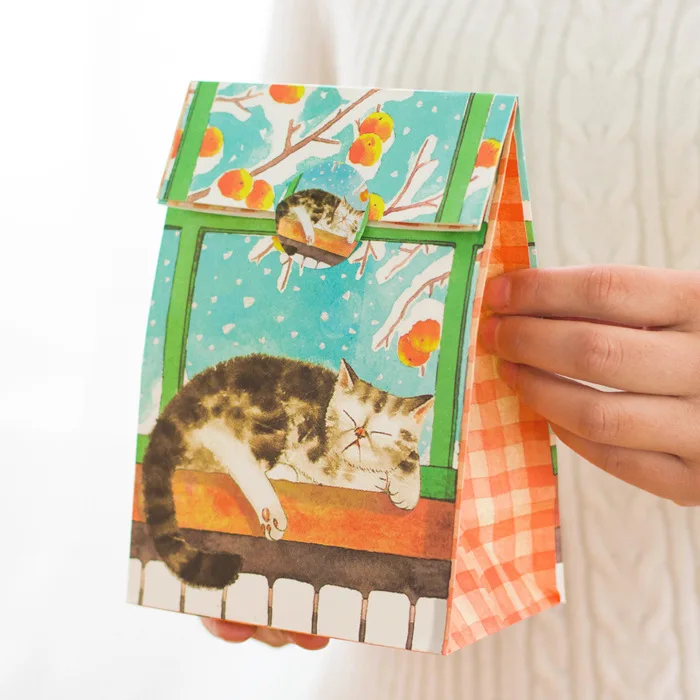 9 комплектов бумажный мешок пушистый котенок спящий от солнца дизайн подарочная