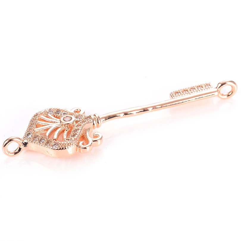 Neovivi Key Charms Pave Zircon Copper Hollow Charm Beads for Bracelet Necklace Creative Elegant Shiny Jewelry Making Accessories | Украшения