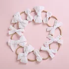 Повязка на голову для девочек, нейлоновая повязка на голову с бантом из хлопчатобумажной ткани, белая, 36 шт.лот, 4 дюйма, детские аксессуары для волос