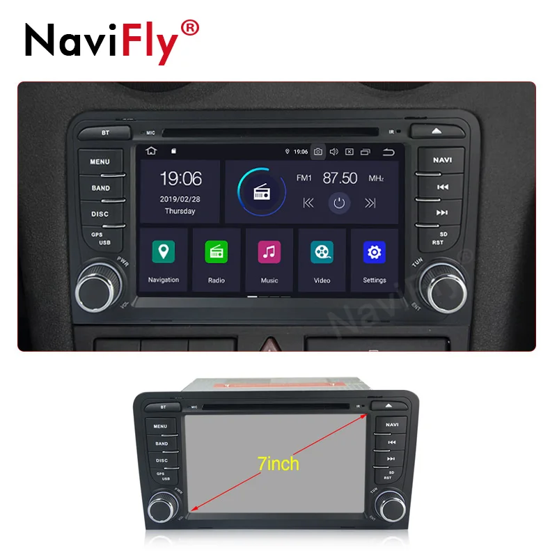 NaviFly IPS DSP Android9.0 автомобильный DVD GPS для Audi A3 8P 2003-2012 S3 2006-2012 RS3 Sportback 2011
