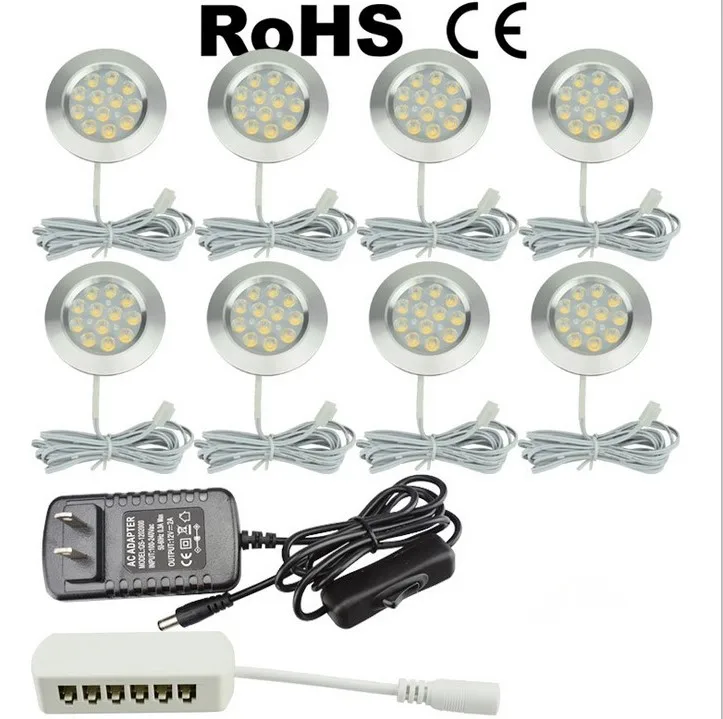 LED Шайба алюминиевый круглый шкаф книжный столешница огни 3 Вт 12 В кухонный