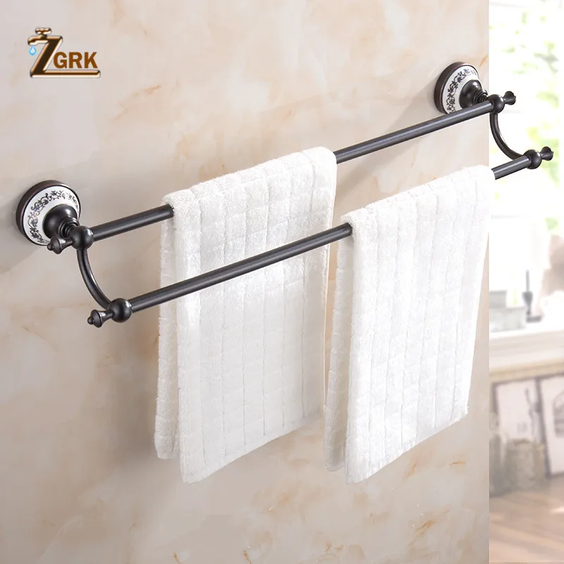 zgrk blue and white china style black brass toilet brush bathroom luxury residential round towel ring bathroom hardware kit free global shipping