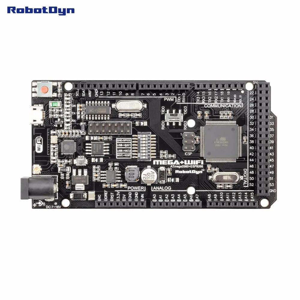 Mega+ WiFi R3 ATmega2560+ ESP8266(32 Мб памяти), USB-TTL CH340G. Совместимость для Arduino Mega, NodeMCU, WeMos ESP8266