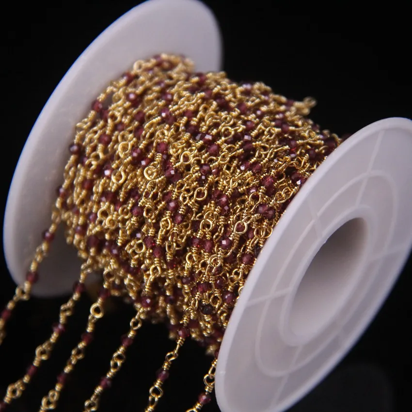 5 метров фиолетовое красное стекло 2 мм граненые круглые бусины цепочка Розария