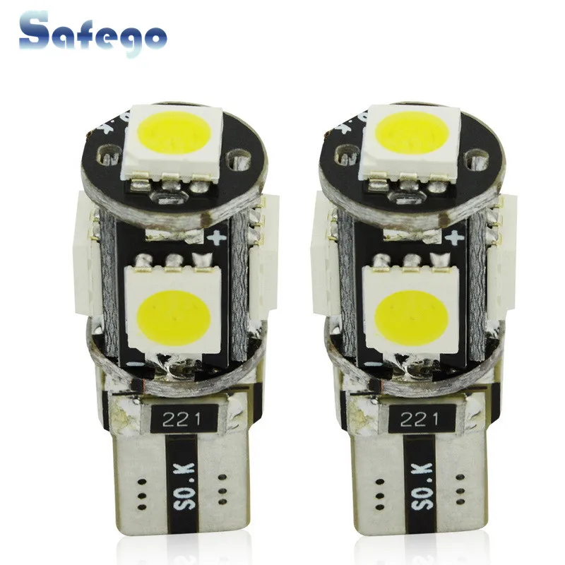 Safego 2 шт. W5W T10 Светодиодный лампочки Canbus 5050 194 168 12V 5SMD Нет Ошибка салона пластины