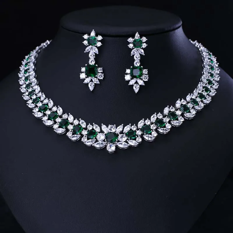 Роскошное Белое золото цветные ювелирные наборы опт изысканный квадратной формы