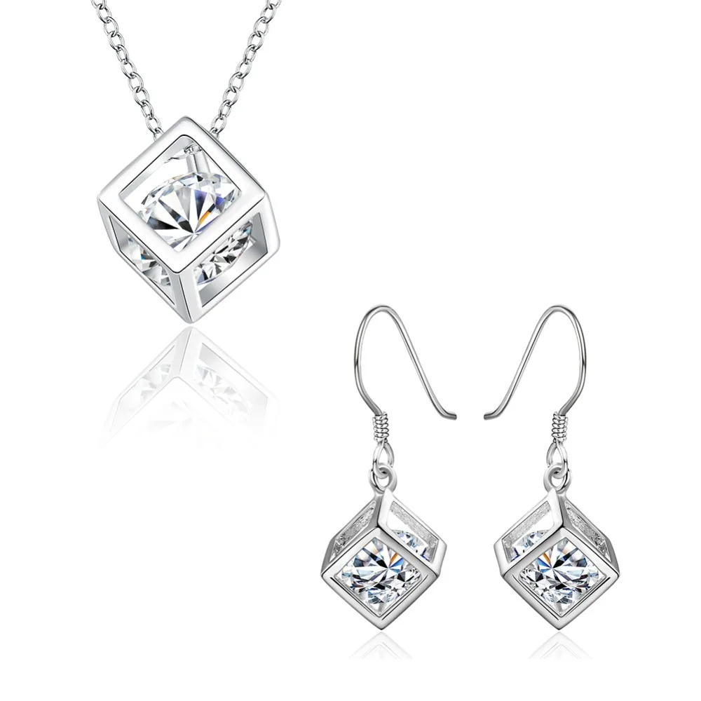Комплект из колье и серёг с цирконом|earrings set for women|necklace earring setset women |