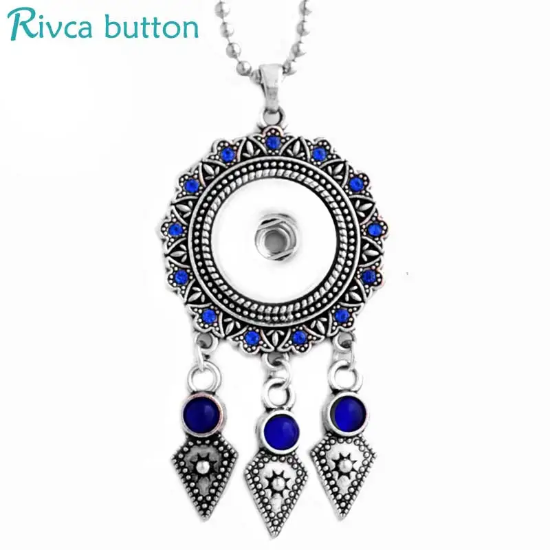 Rivca кулон с кнопкой & ожерелье для женщин ювелирные изделия Новая мода двойной