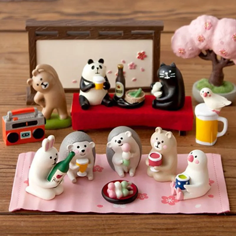 Animal Style Mini Bear Bird Panda Hedgehog Micro World Bonsai Garden Creative Resin Ornaments Small Ornament Landscape 6 Pcs|Статуэтки и