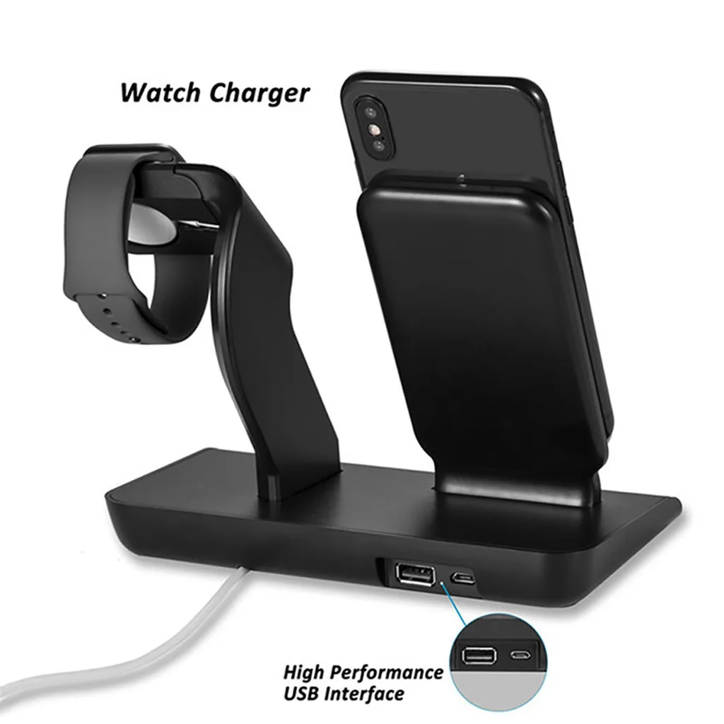 2in1 10 Вт Беспроводной Зарядное устройство подставка для iPhone Apple Watch, док-станция для зарядки Зарядное устройство для наручных часов Apple Watch Series 4/3/2/1 iPhone X 8 XS
