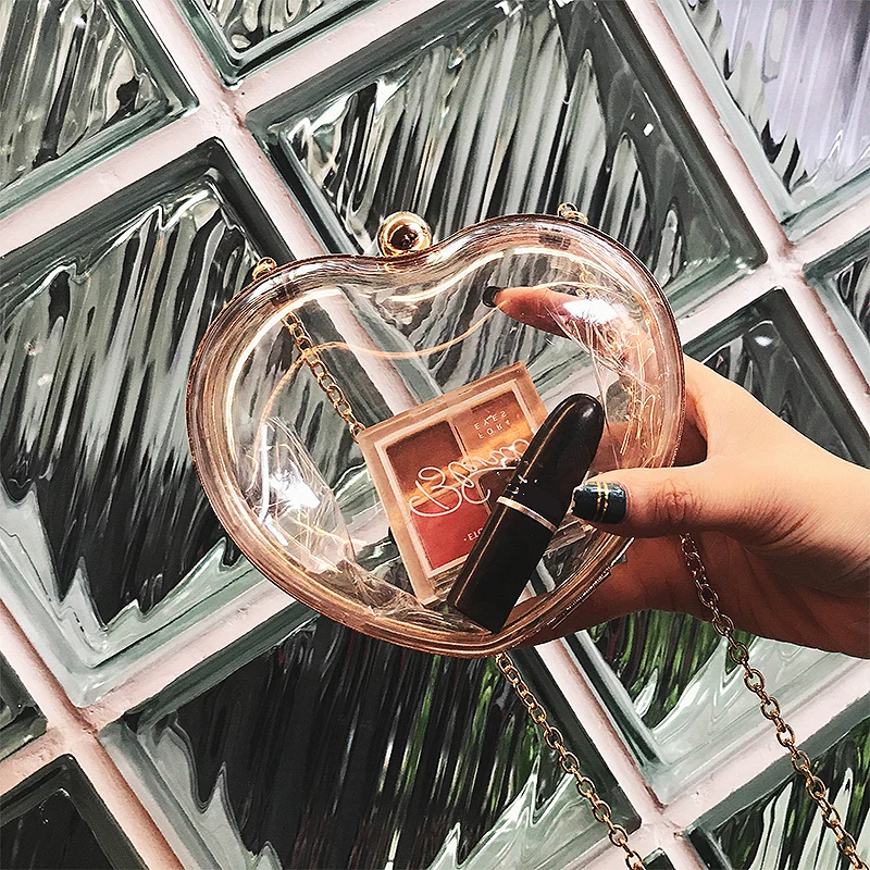 Милый модный прозрачный пластиковый кошелек с сердечками для вечеринок сумка на