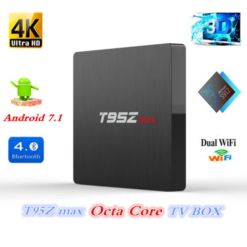 T95Z MAX Android 7 1 ТВ BOX Amlogic S912 DDR4 2 ГБ/3 Гб оперативной памяти 16 встроенной 32 GB Bluetooth 4 K IP PK