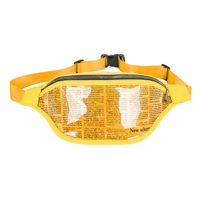 A Waist Bag Yellow Спортивные поясные сумки с принтом газет для женщин, сумки на ремне, сумки на ремне, маленькие нагрудные сумки, женские сумки - Цвет: A Waist Bag Yellow