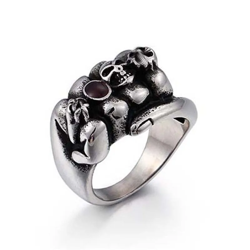 Винтажные мужские кольца в стиле ретро байкера готические красные стразы череп