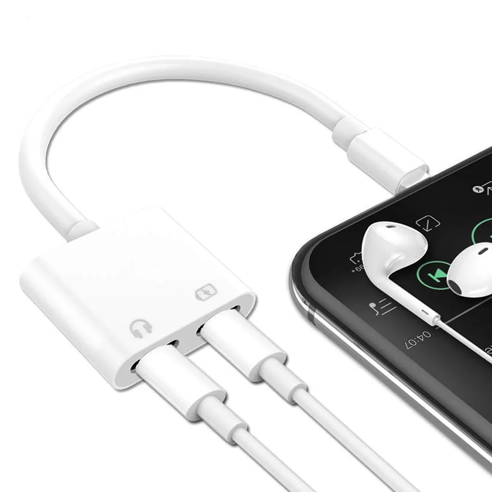Двойной сплиттер адаптер для iPhone 7 8 Plus X XS Max XR 2 в 1 разъем для наушников аудио кабель для зарядки адаптер Аксессуары для телефонов