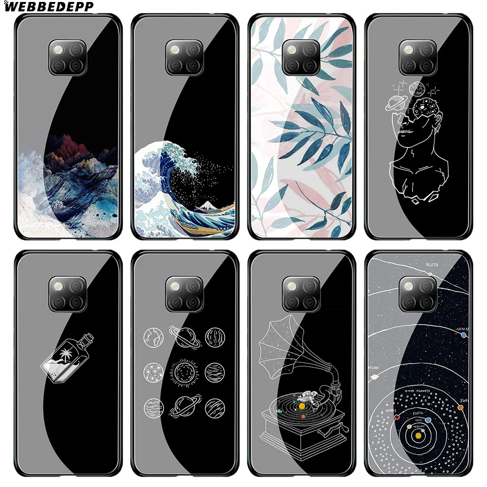 Чехол из закаленного стекла Wave Rainbow Space Feather для Huawei Mate 20 P20 P10 P Smart 2019 2018 &amp Honor 10 9 8X 7A